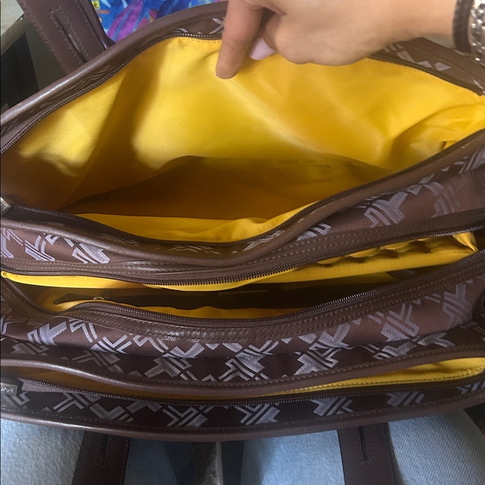 TUMI Maroon Patterned Canvas Laptop Bag - Picture 12 of 14